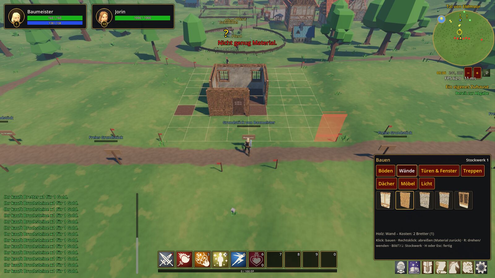 Build mode on your own farm with floor, walls and the build bar