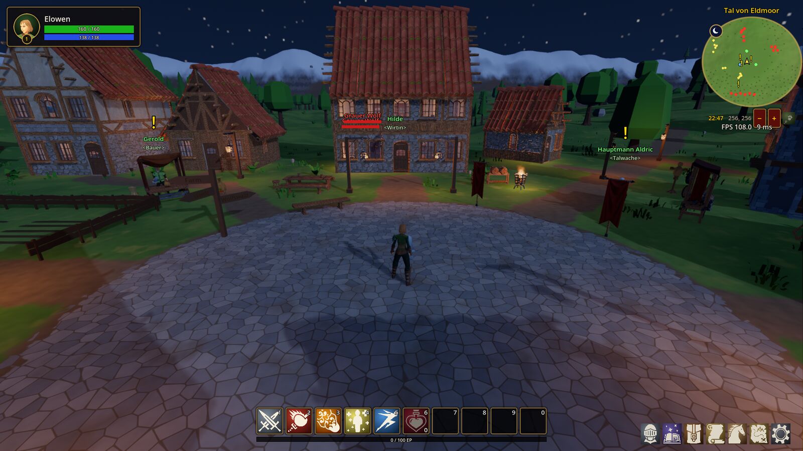 The village square at night under the stars